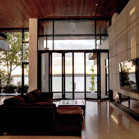 ConceptWall 50 Фасади, ConceptFolding 77 Розсувні та Розкладні системи, ConceptSystem 77 Вікна і ConceptSystem 77 Двері - House South Water Flats Знаходиться в Kempenfelt Bay, Canada